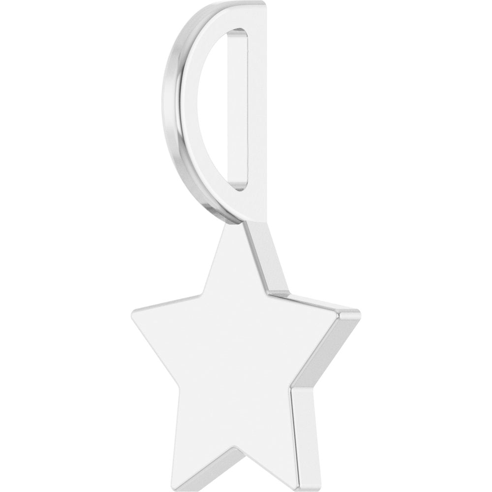 14K White Gold Engravable Star Charm/Pendant