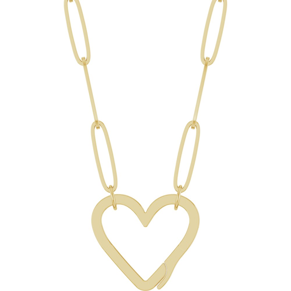 14K Yellow Gold Heart Charm 18" Necklace
