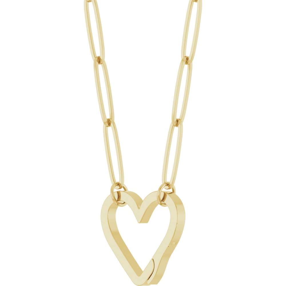 14K Yellow Gold Heart Charm 18" Necklace