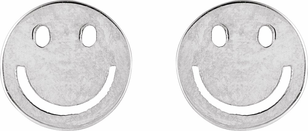 Sterling Silver 4 mm Smiley Face Friction Earrings