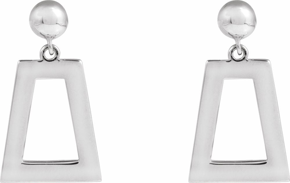 14K White Geometric Earrings