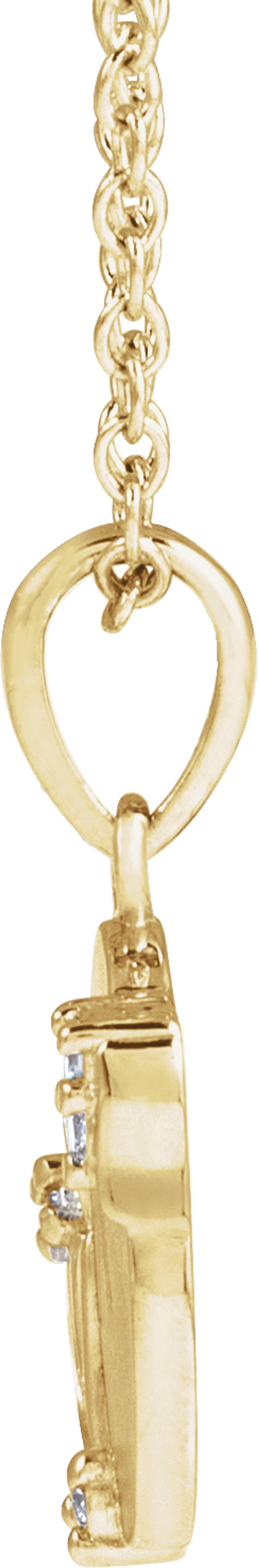 14K Yellow Gold .025 CTW Natural Diamond Engravable Floral 18" Necklace