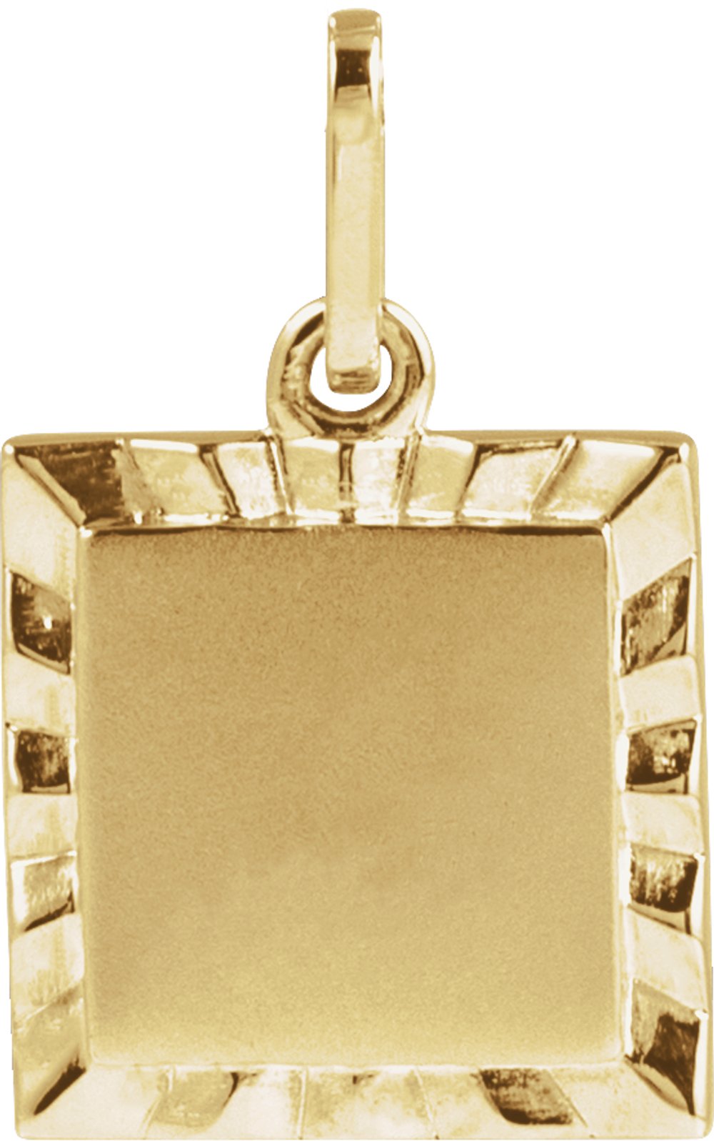14K Yellow Gold Engravable Square Pendant