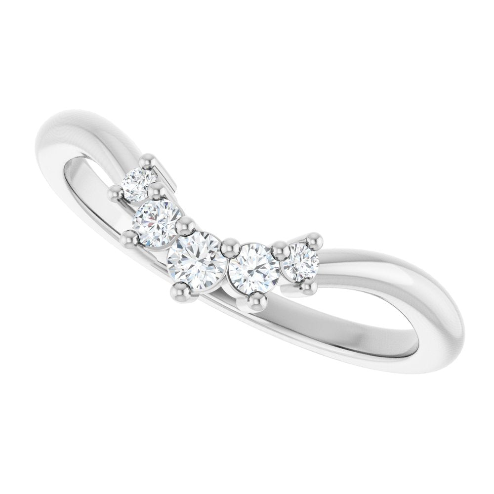 14K White Gold 1/8 CTW Natural Diamond Contour Band