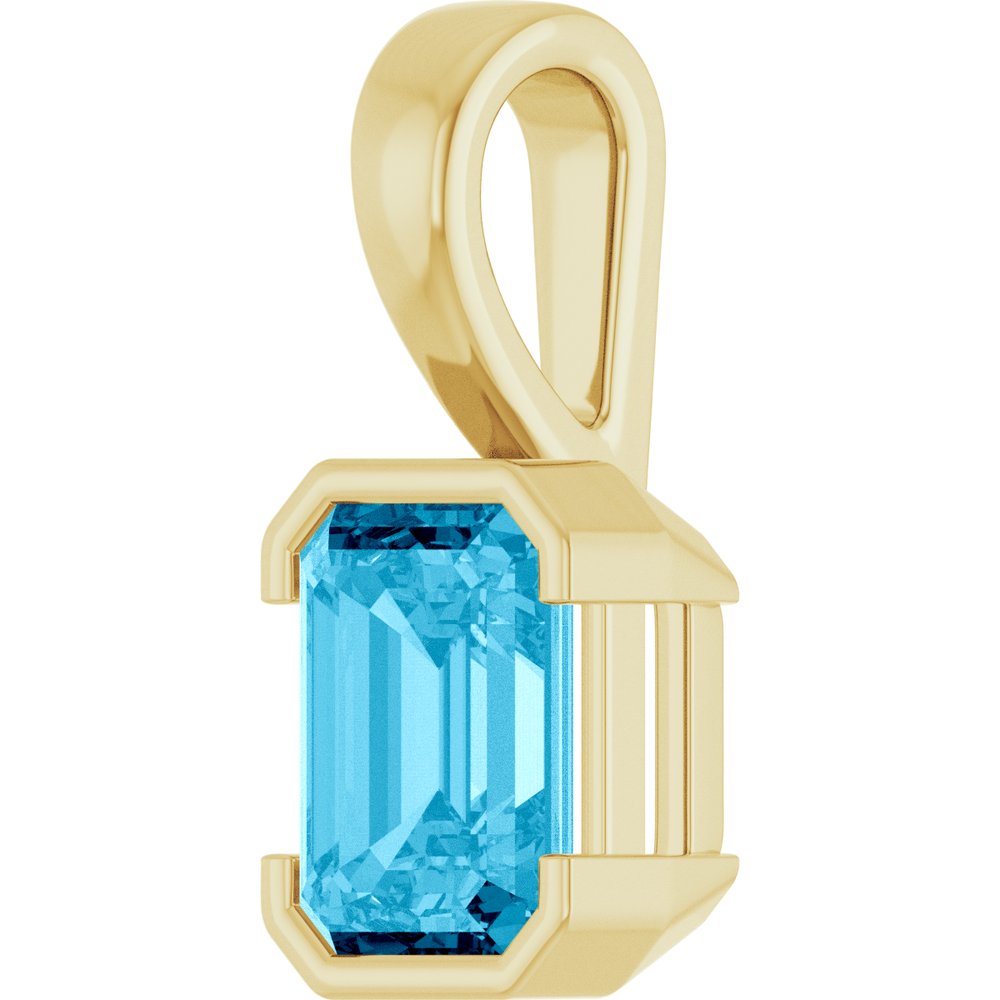 14K Yellow Gold Lab-Grown Aqua Sapphire Charm/Pendant