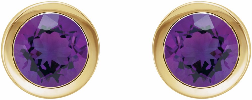 14K Yellow Natural Amethyst Bezel-Set Earrings