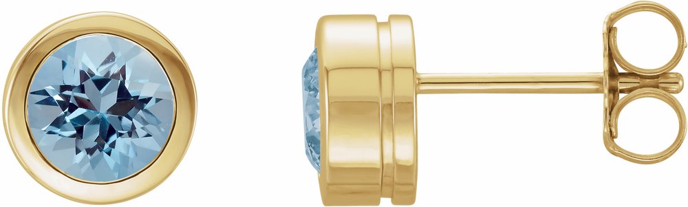 14K Yellow Gold Natural Aquamarine Bezel-Set Earrings