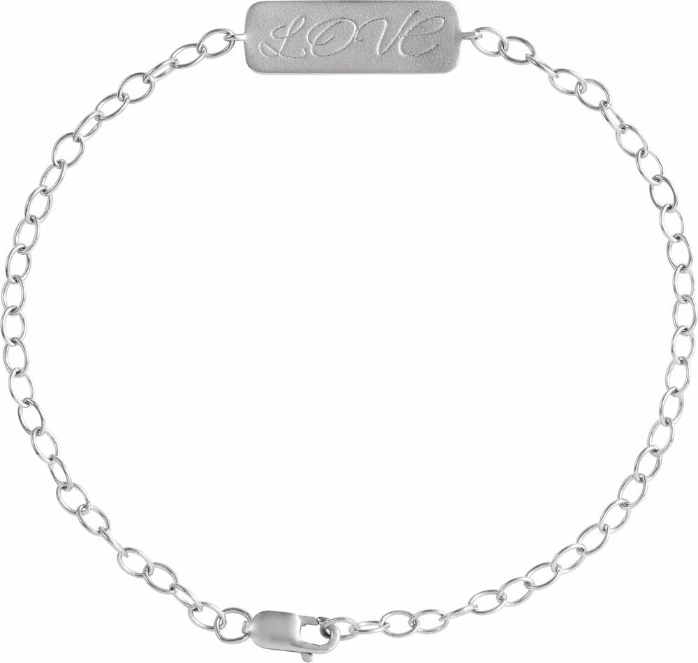 Sterling Silver Reversible Love Braille 7" Bracelet