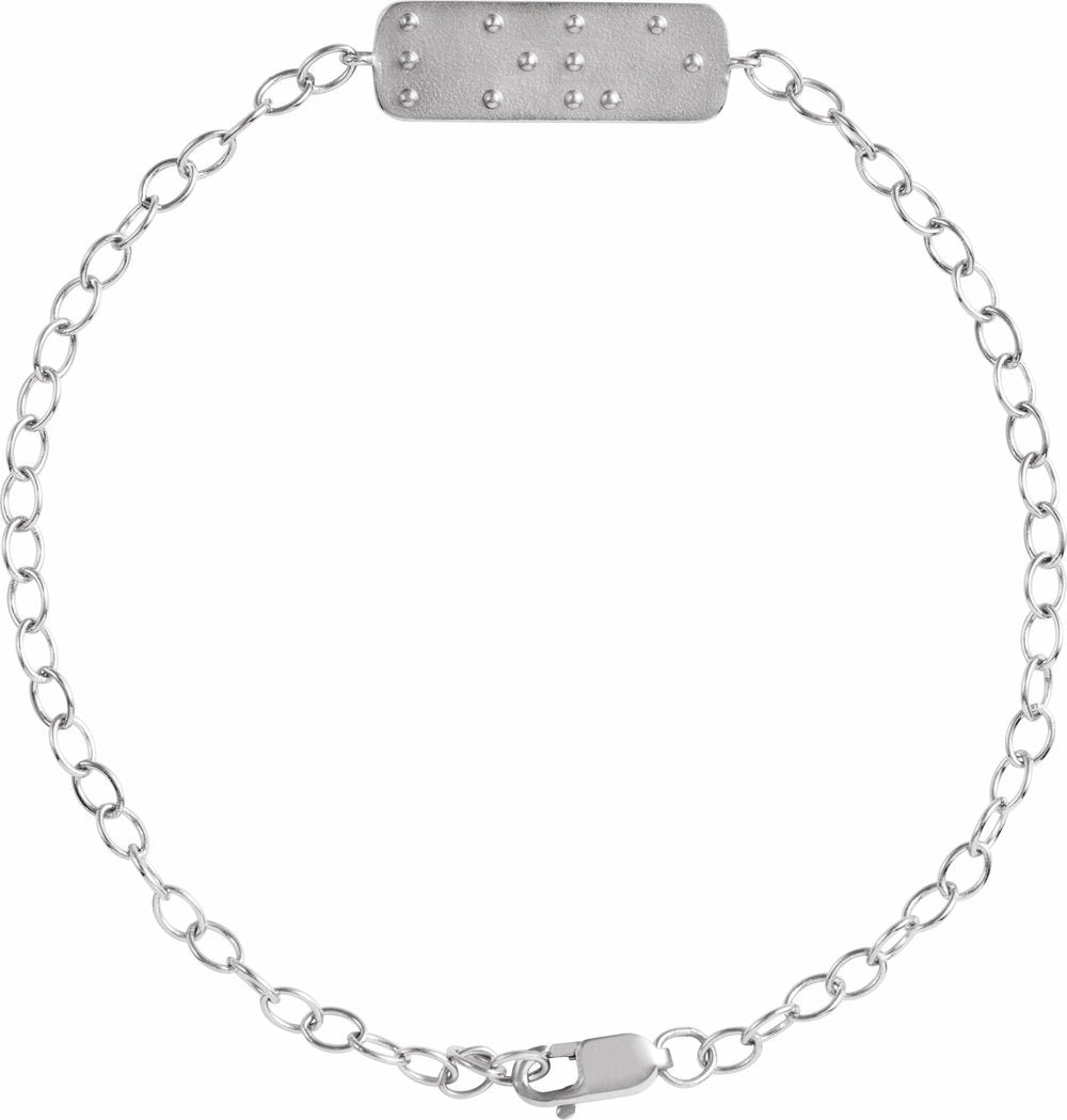 14K White Reversible Love Braille 7" Bracelet