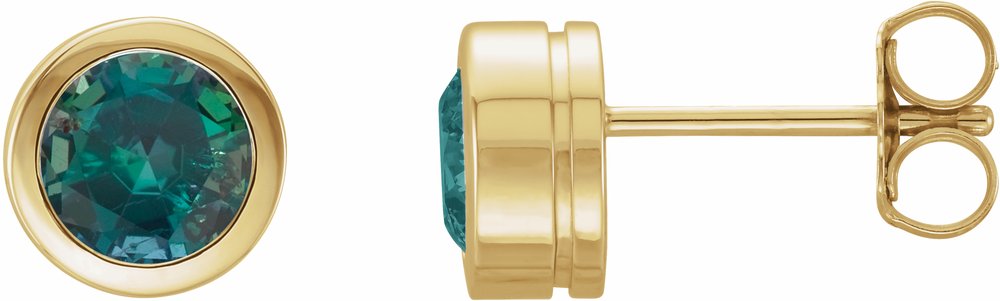14K Yellow Gold Lab-Grown Alexandrite Bezel-Set Earrings