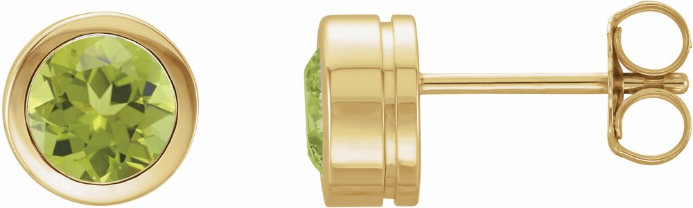 14K Yellow Natural Peridot Bezel-Set Earrings
