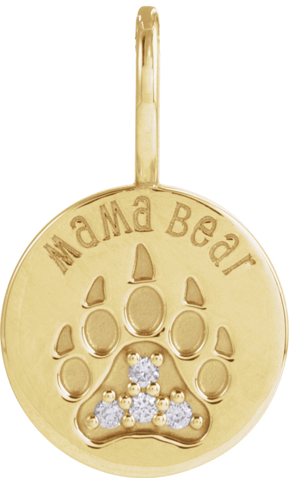 14K Yellow .03 CTW Natural Diamond Mama Bear Pendant