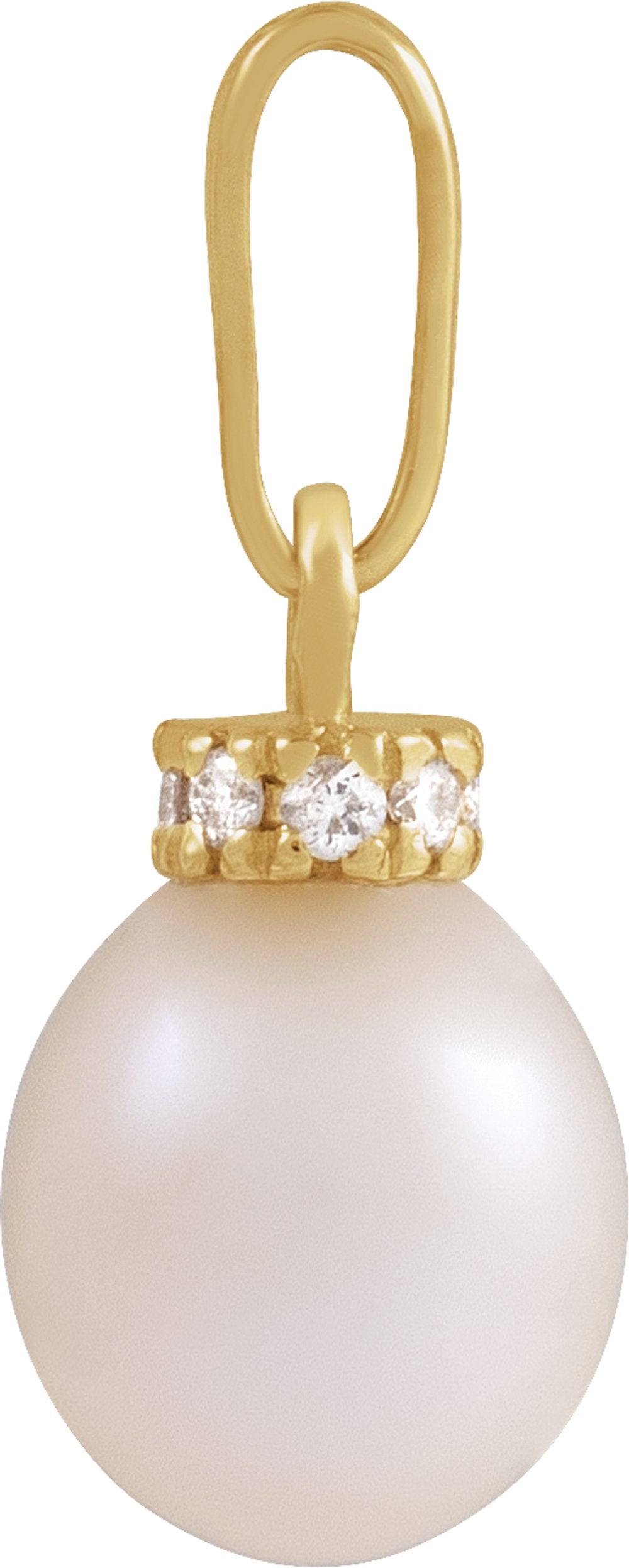 14K Yellow Gold Cultured White Freshwater Pearl & .08 CTW Natural Diamond Pendant