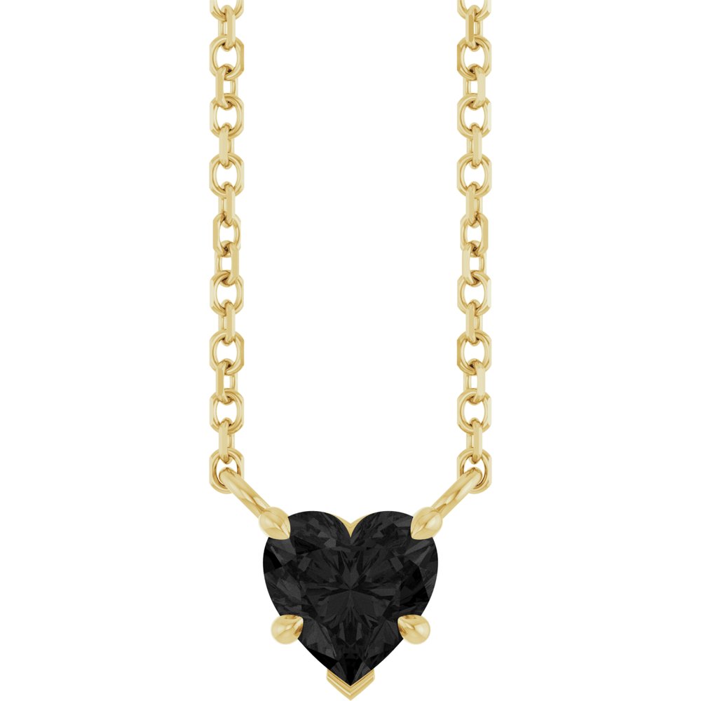 14K Yellow Gold Natural Onyx Solitaire 18" Necklace