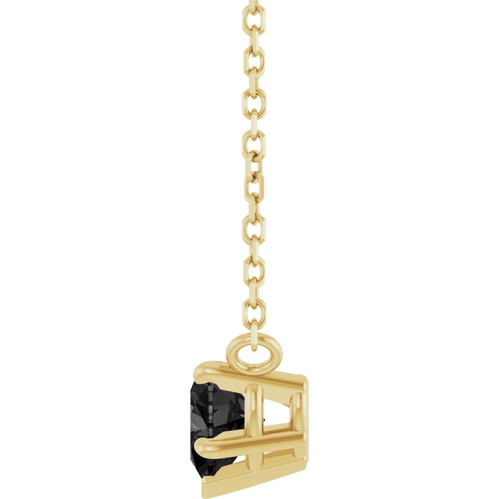 14K Yellow Gold Natural Onyx Solitaire 18" Necklace