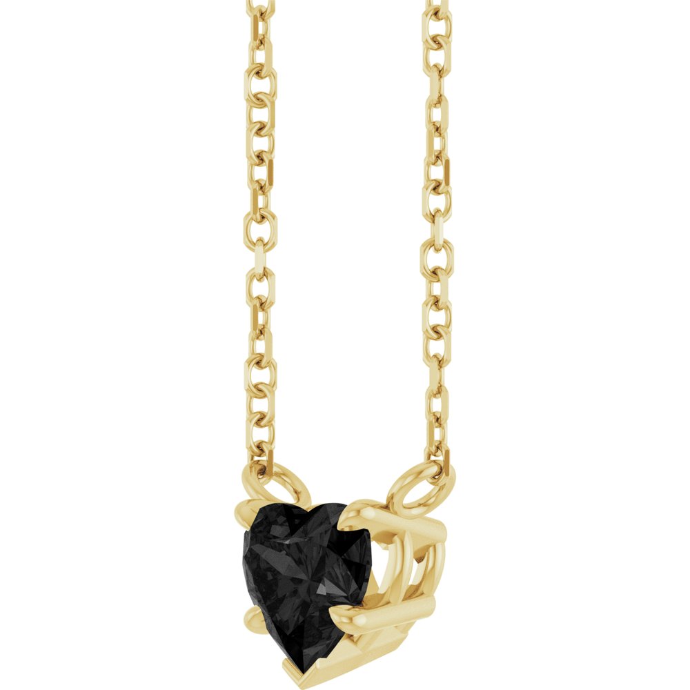 14K Yellow Gold Natural Onyx Solitaire 18" Necklace