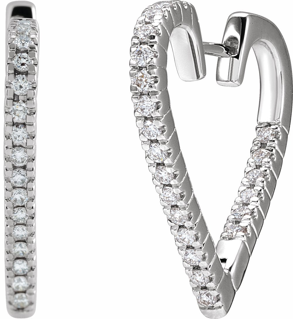 14K White Gold 5/8 CTW Natural Diamond Heart Earrings