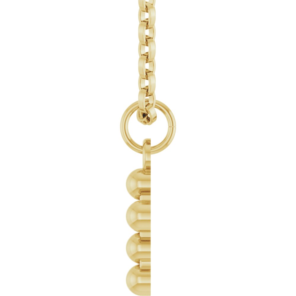 14K Yellow Gold Beaded Cross 18" Necklace