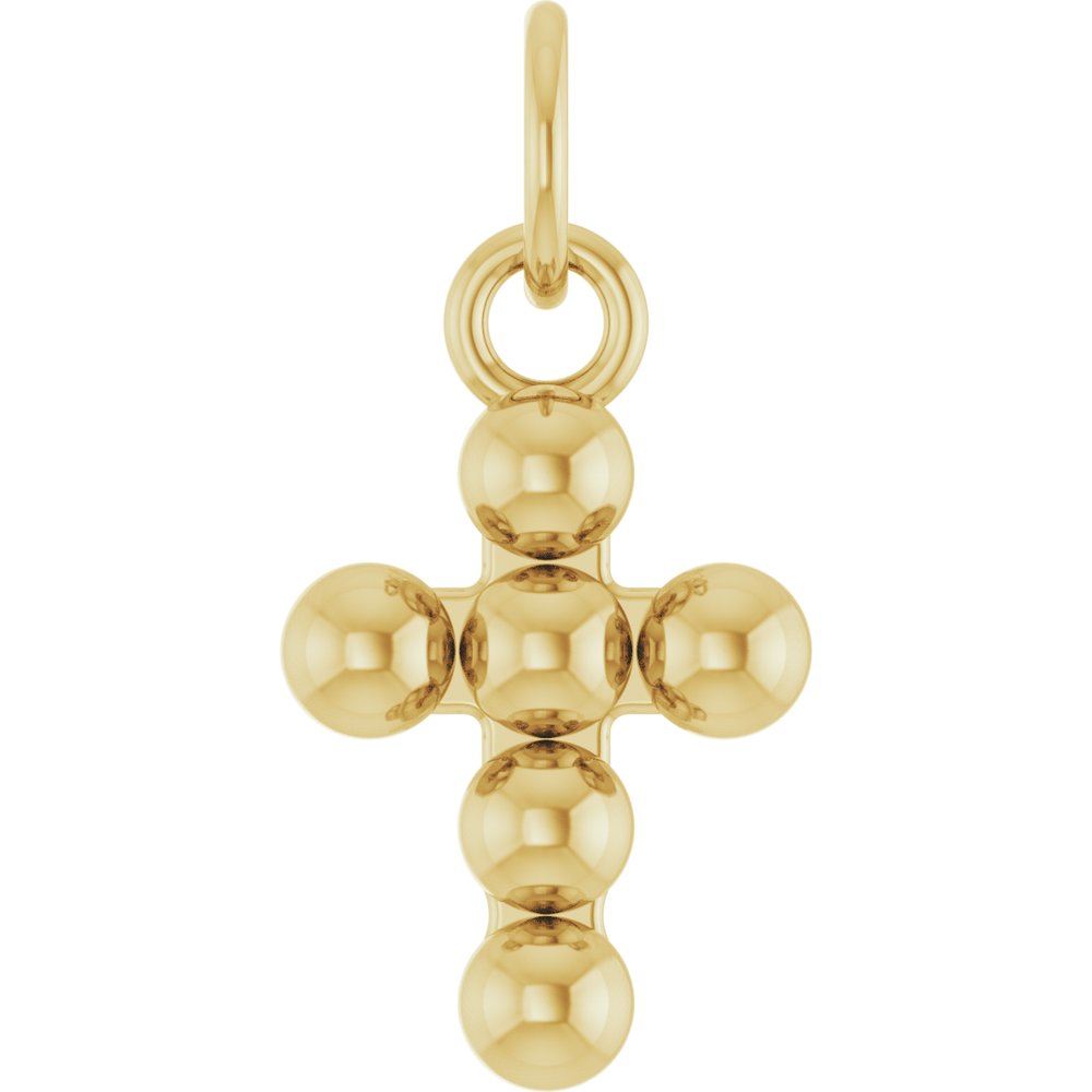 14K Yellow Gold Beaded Cross Pendant