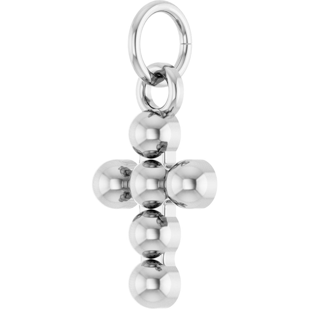 14K White Gold Beaded Cross Pendant