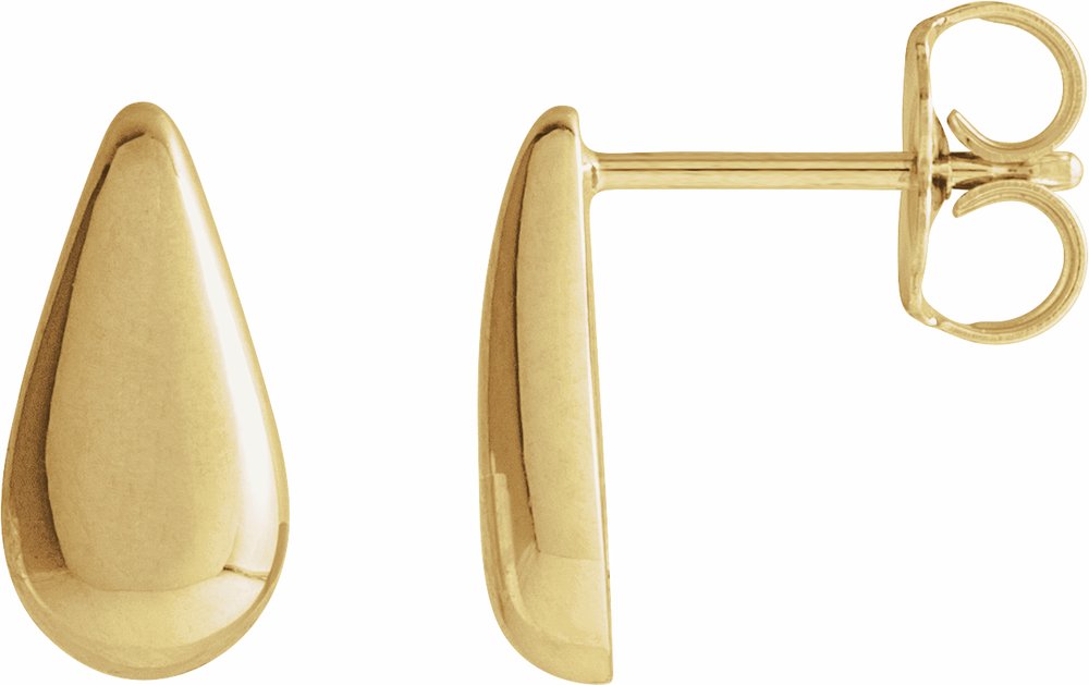 14K Yellow Gold Teardrop Stud Earrings