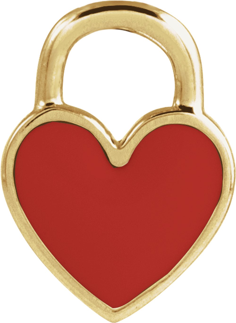 14K Yellow Gold Red Enamel Heart Pendant