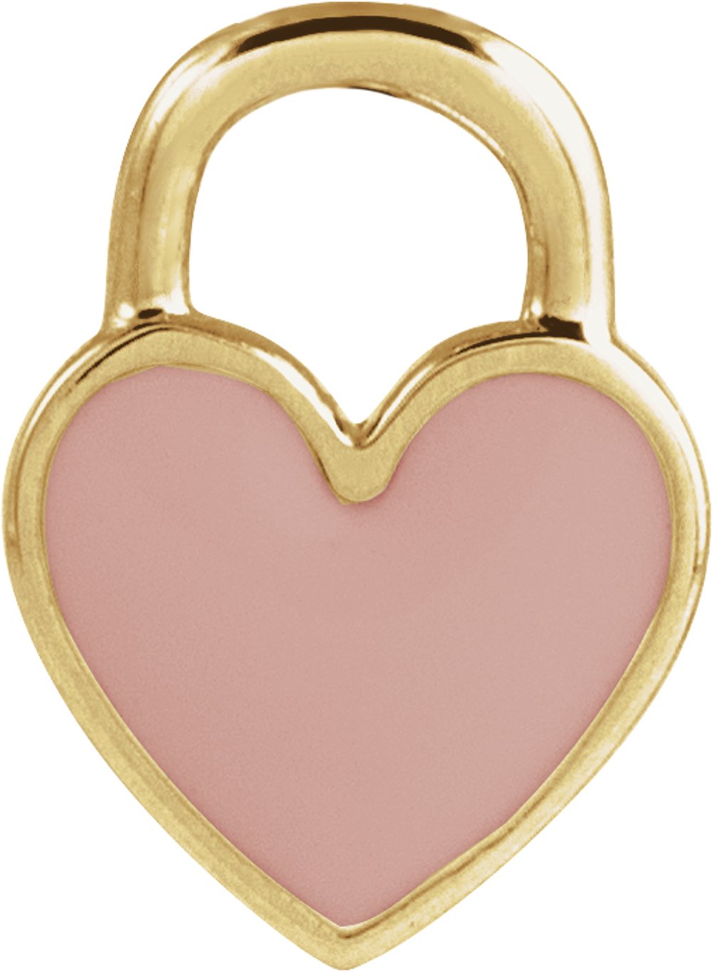 14K Yellow Gold Pink Enamel Heart Pendant