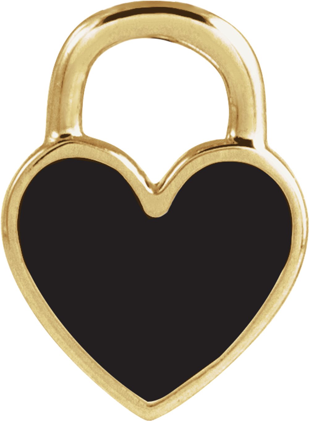 14K Yellow Gold Black Enamel Heart Pendant