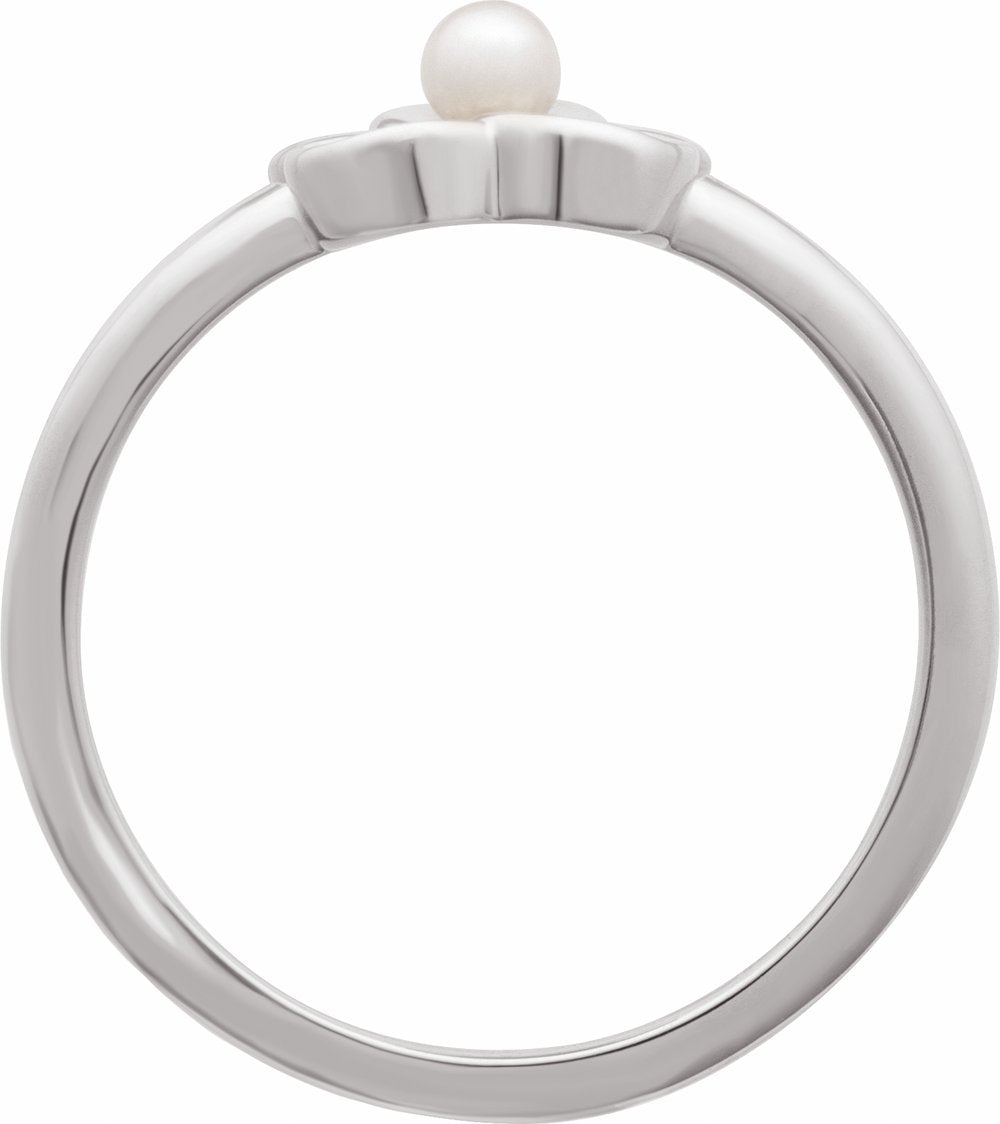 Sterling Silver Cultured Seed Pearl Floral Ring