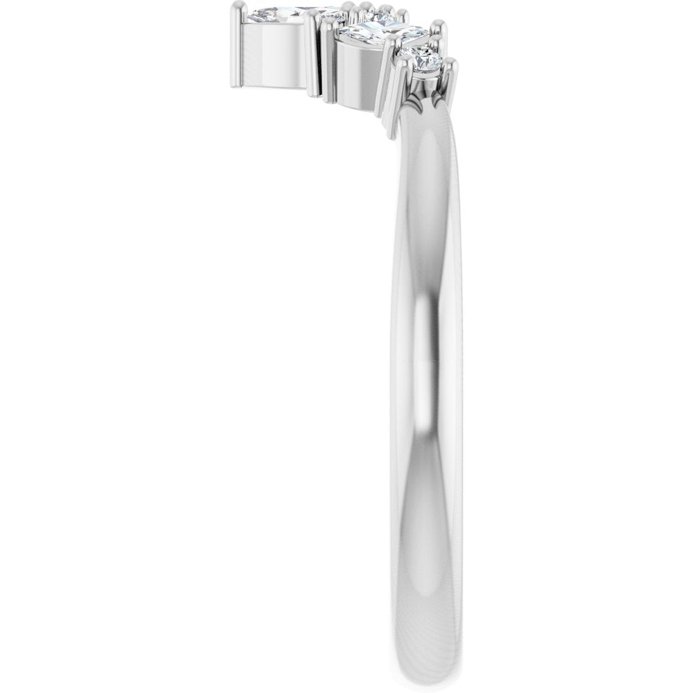 14K White Gold 1/8 CTW Natural Diamond Contour Band