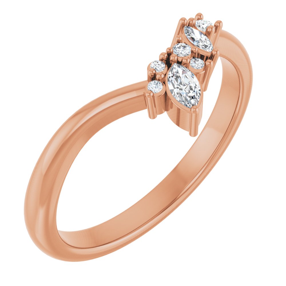 14K Rose 1/8 CTW Natural Diamond Contour Band