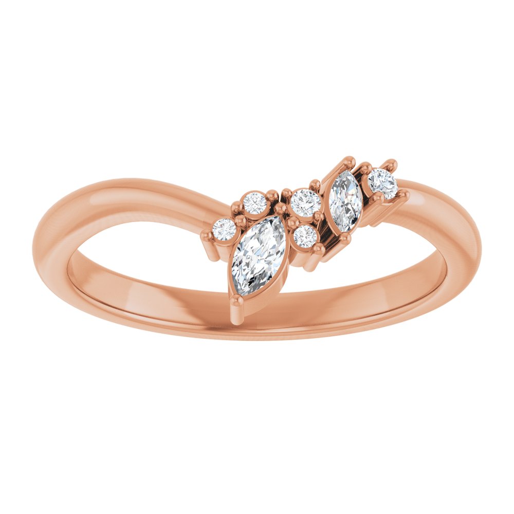 14K Rose Gold 1/8 CTW Natural Diamond Contour Band
