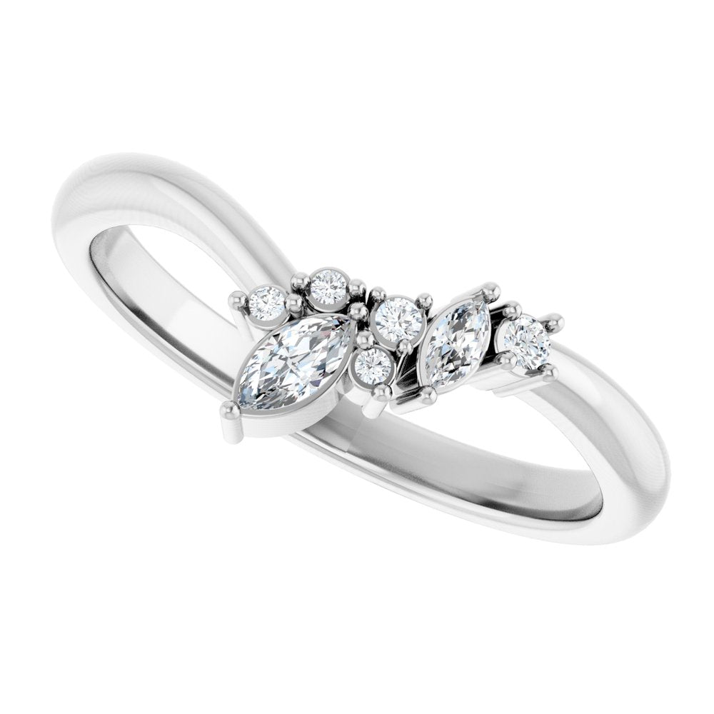 14K White Gold 1/8 CTW Natural Diamond Contour Band