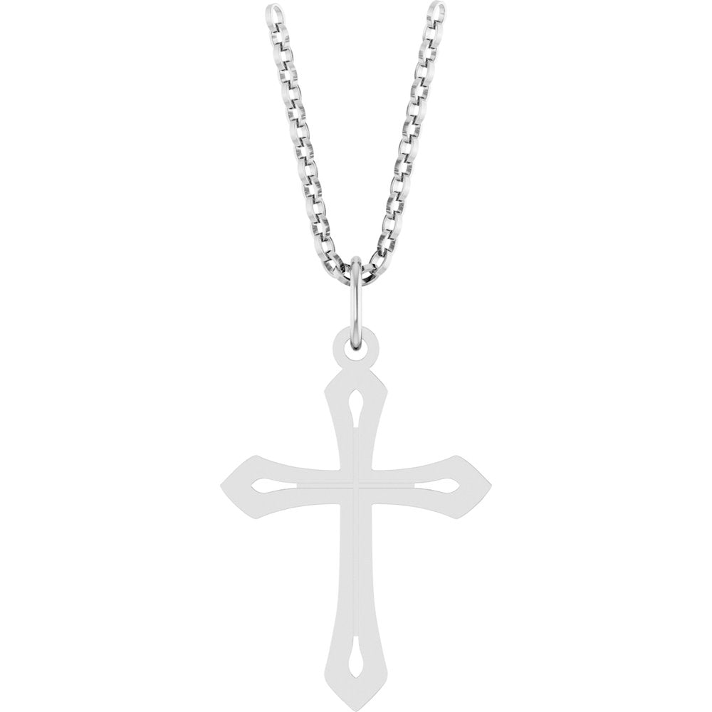 14K White Cross 18" Necklace