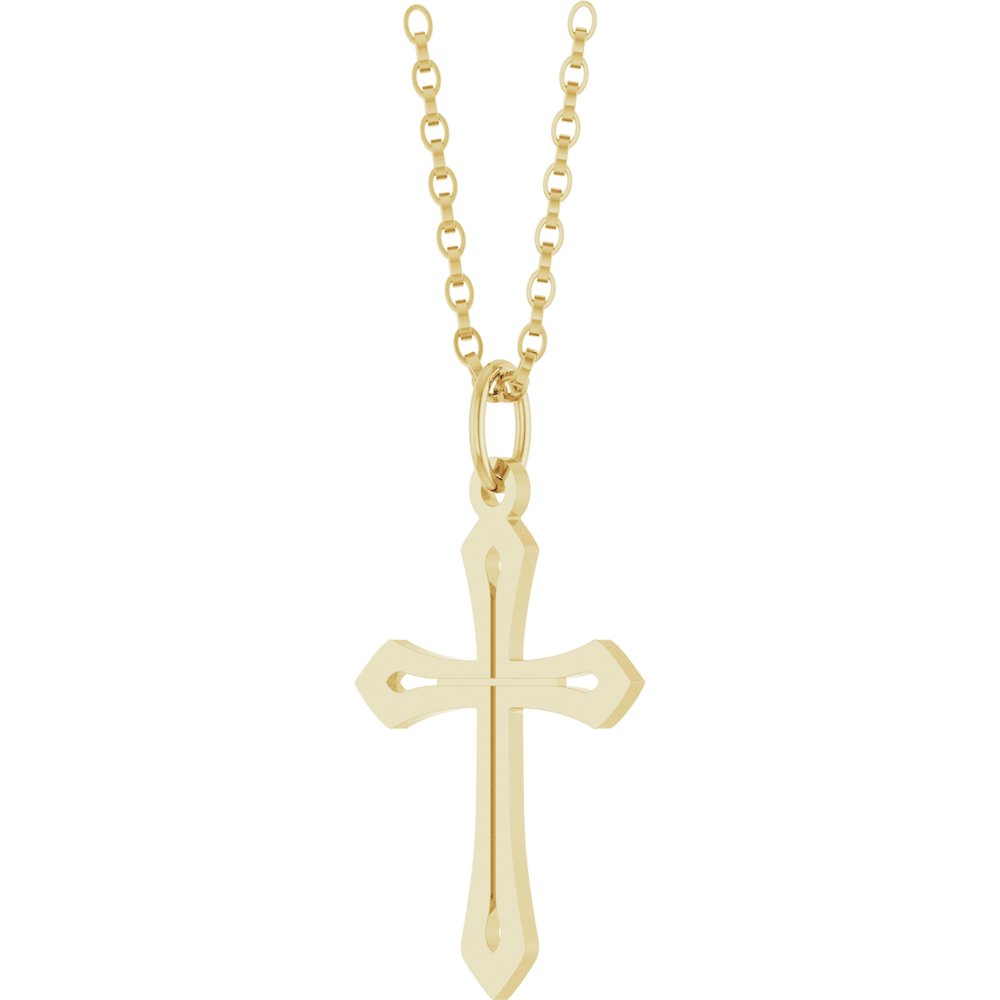 14K Yellow Cross 18" Necklace