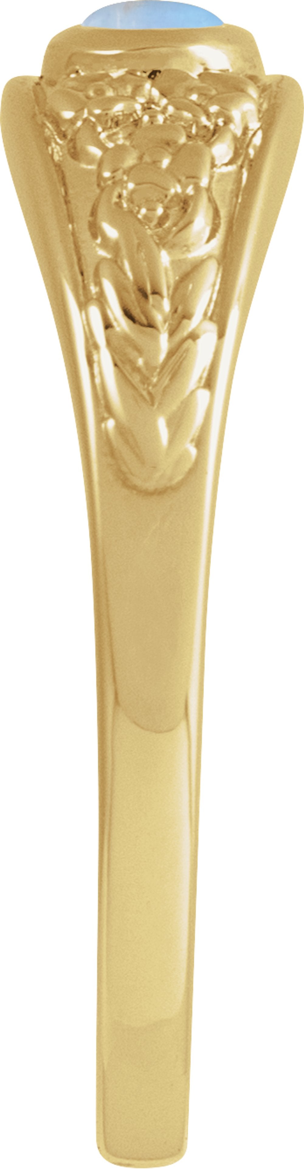 14K Yellow Gold Natural Moonstone Cabochon Floral Ring