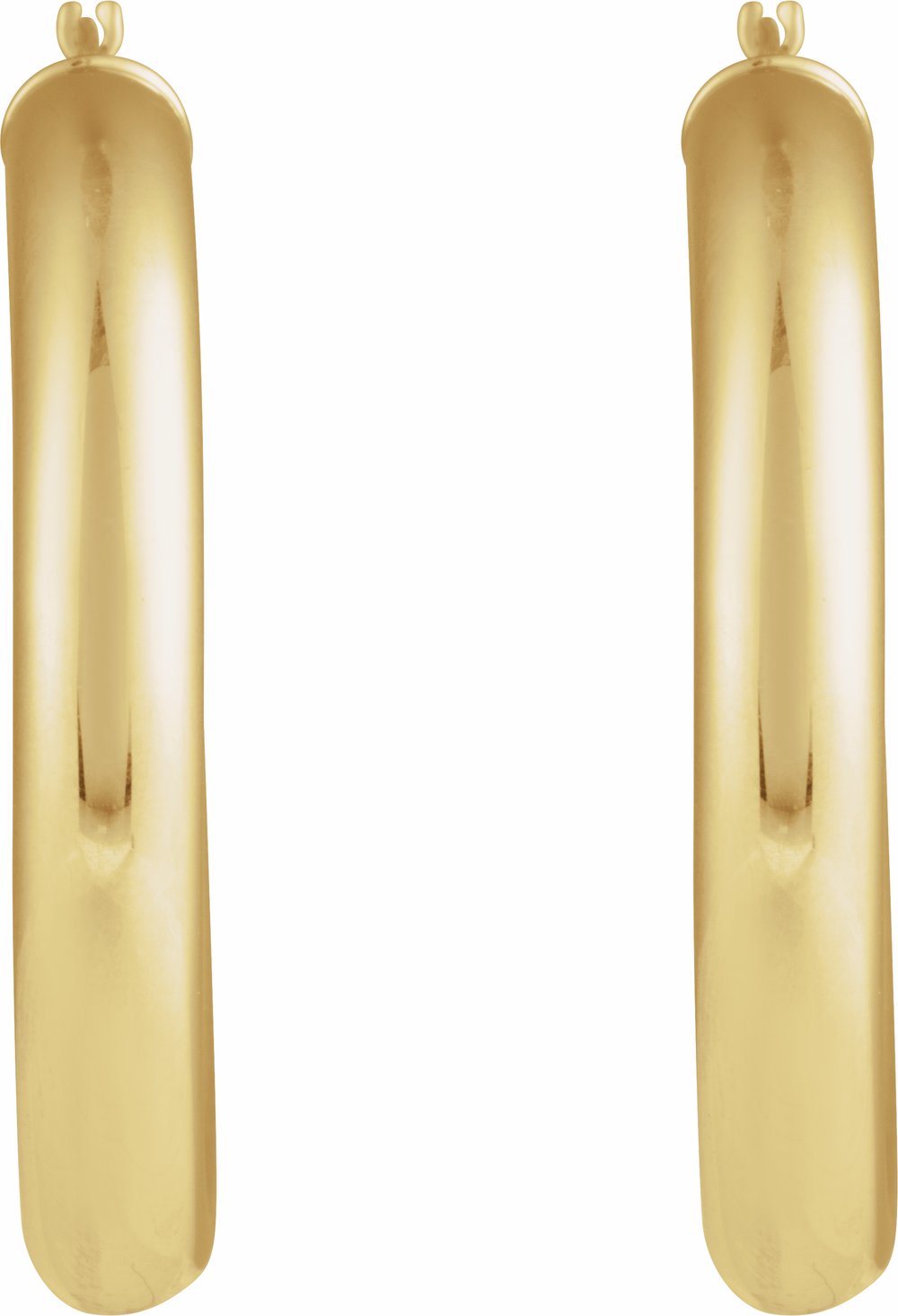 14K Yellow Gold Round Tube 35 mm Hoop Earrings
