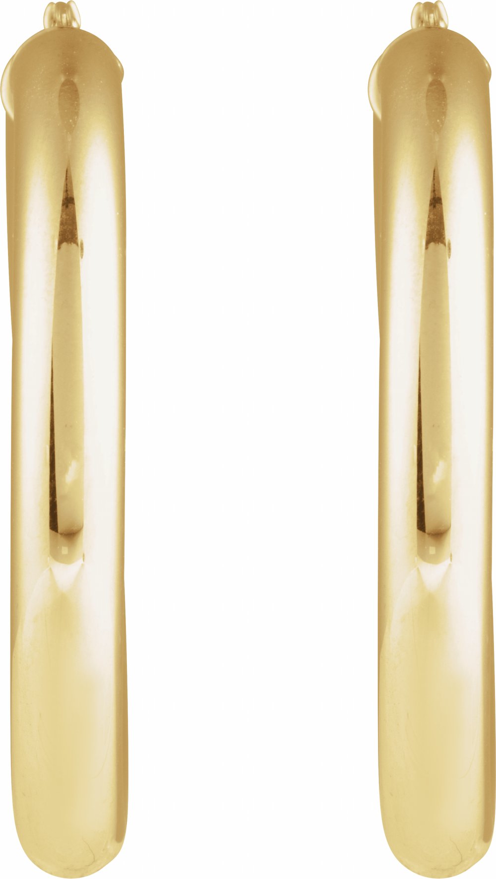 14K Yellow Gold Round Tube 40 mm Hoop Earrings