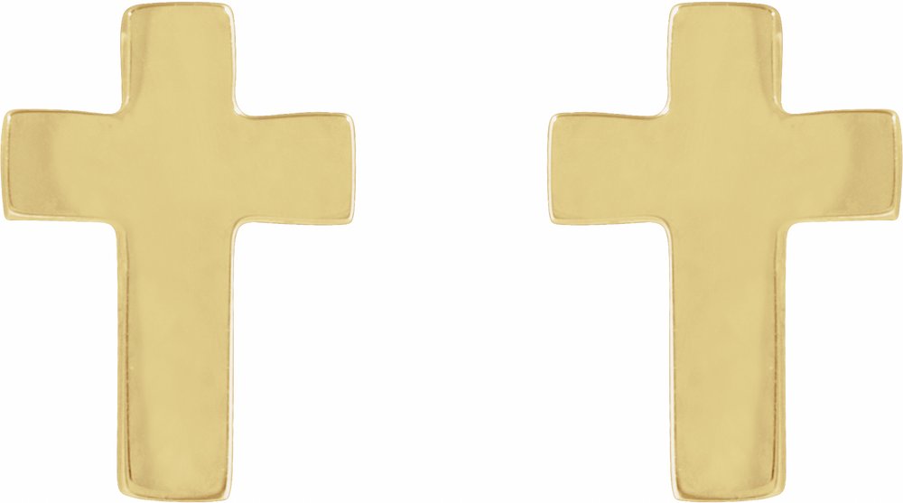 14K Yellow Gold 7x5 mm Cross Earrings