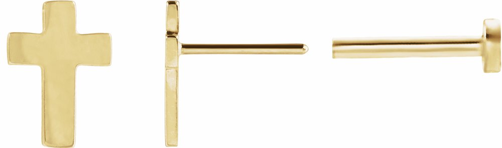 14K Yellow Gold 7x5 mm Cross Earrings