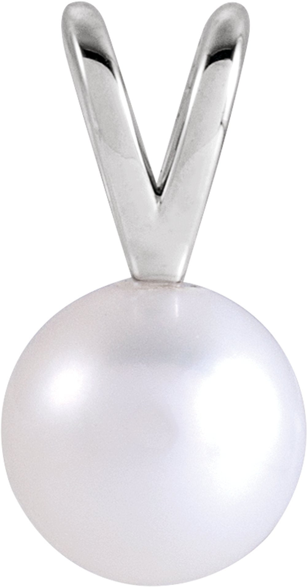 14K White Gold Cultured White Akoya Pearl Pendant