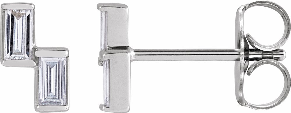 14K White Gold 1/4 CTW Natural Diamond Two-Stone Stud Earrings
