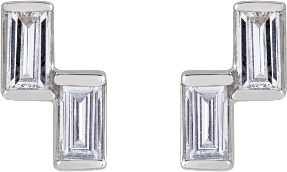 14K White Gold 1/4 CTW Natural Diamond Two-Stone Stud Earrings