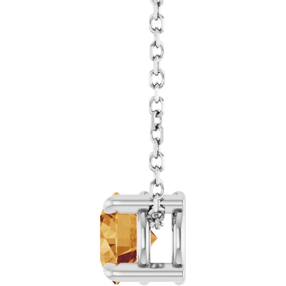 14K White Gold 5.5 mm Natural Citrine 16-18" Necklace