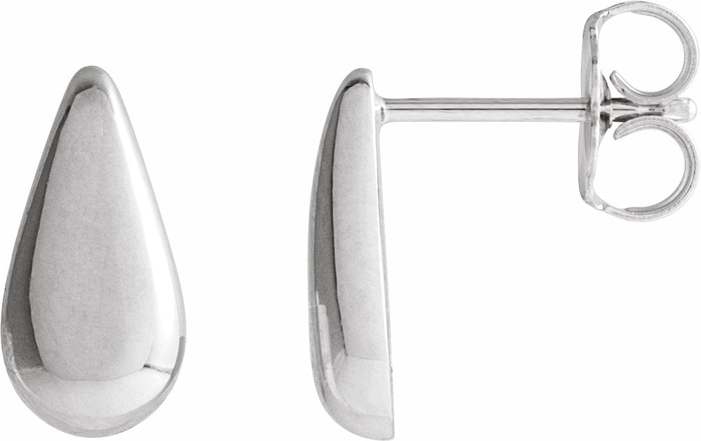 14K White Gold Teardrop Stud Earrings