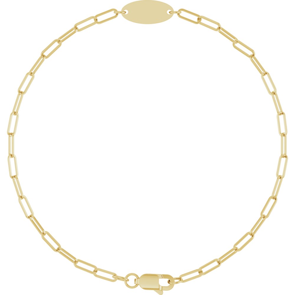 14K Yellow Gold Engravable Oval 7" Bracelet