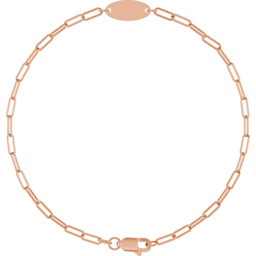 14K Rose Gold Engravable Oval 7" Bracelet