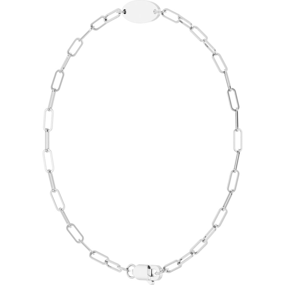 14K White Gold Engravable Oval 7" Bracelet
