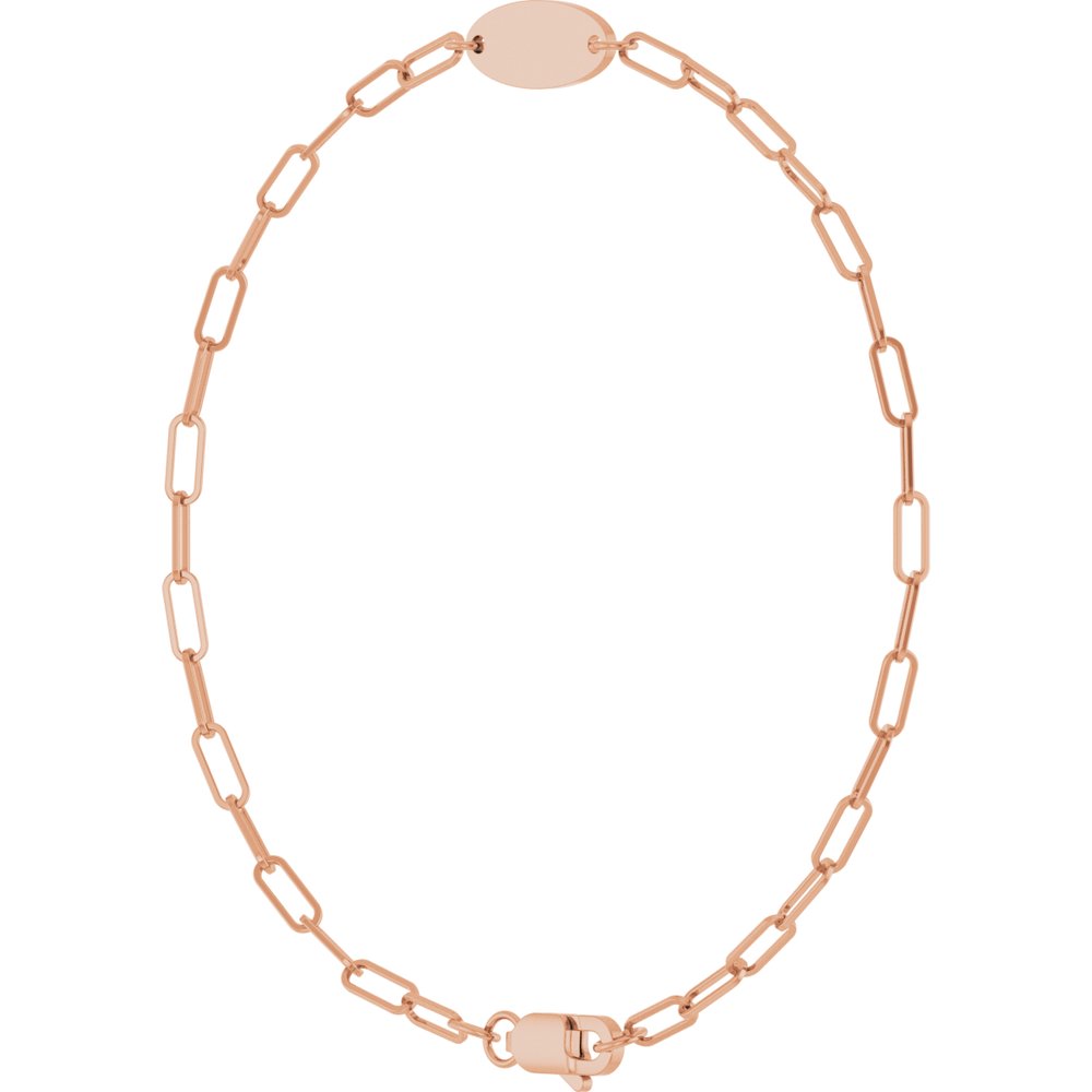14K Rose Gold Engravable Oval 7" Bracelet