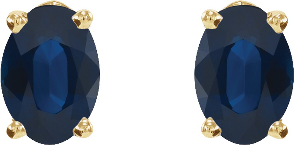 14K Yellow Gold Lab-Grown Blue Sapphire Earrings